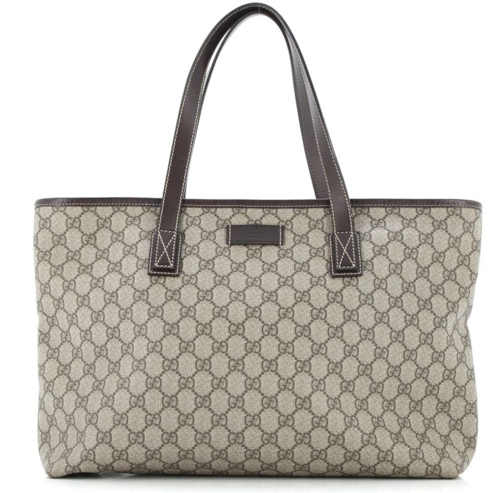 Gucci Web Loop Tote Gg Coated Canvas Medium Brown - image 1